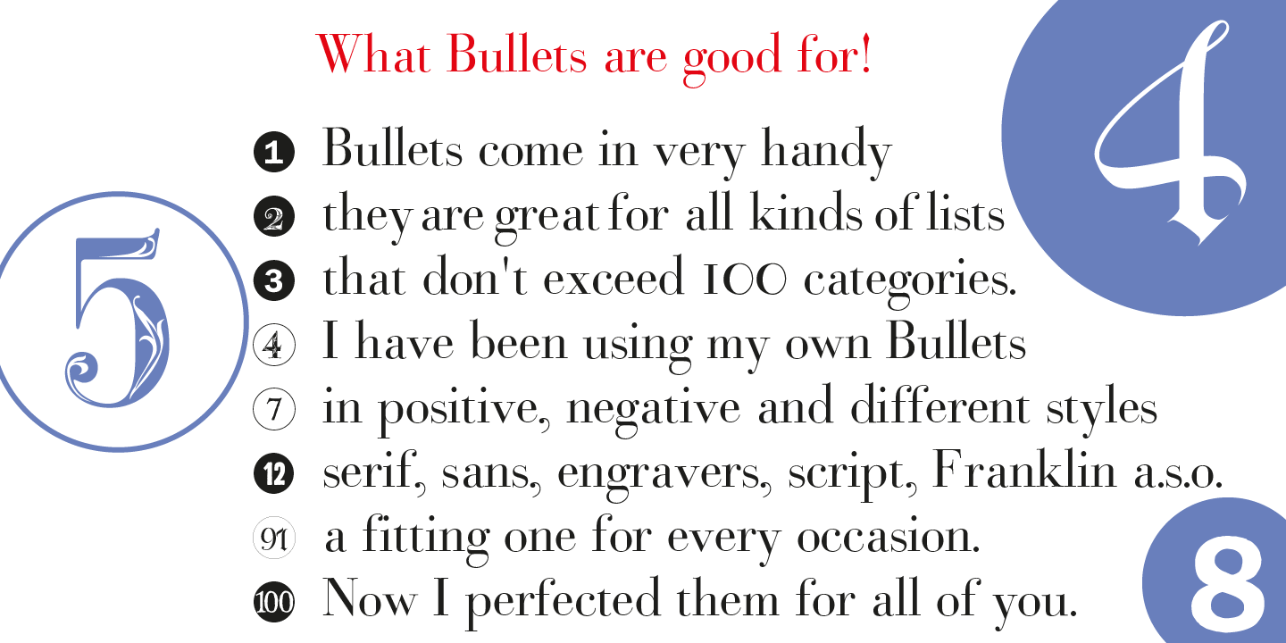 Пример шрифта Bullets Copperplate neg